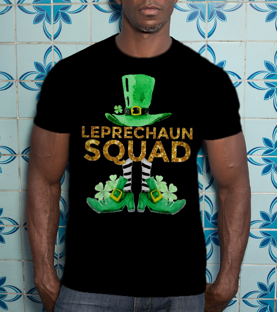 St Patricks Day Leprechaun Squad Gold Green Hat And Shoes T-Shirt