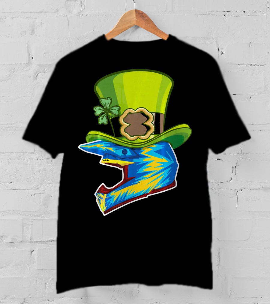 Motocross Leprechaun Shamrock Helmet T-Shirt