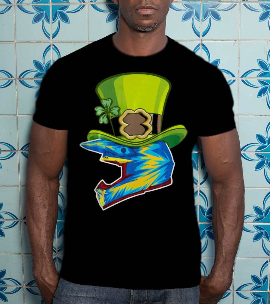 Motocross Leprechaun Shamrock Helmet T-Shirt