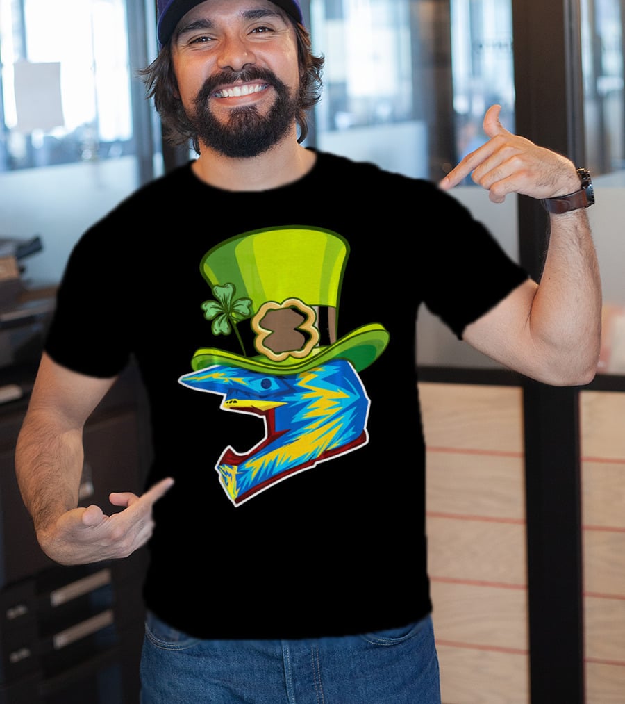 Motocross Leprechaun Shamrock Helmet T-Shirt
