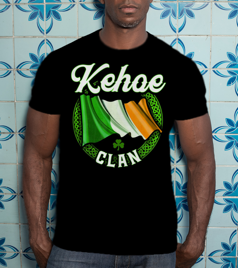 Kehoe Clan Irish Last Name Ireland Flag Shamrock T-Shirt