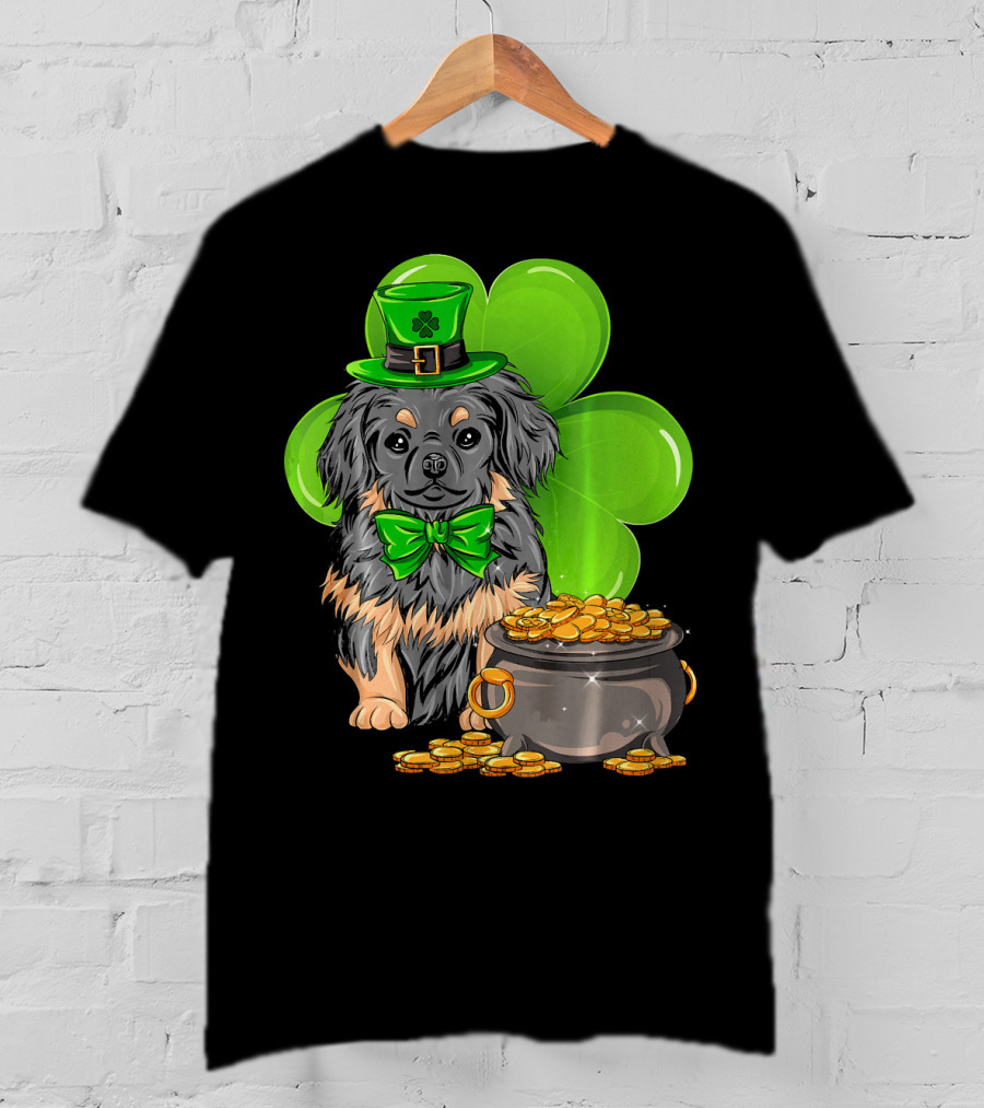 Pekingese St Patricks Day Leprechaun Dog Clover Hat Pot Of Gold T-Shirt