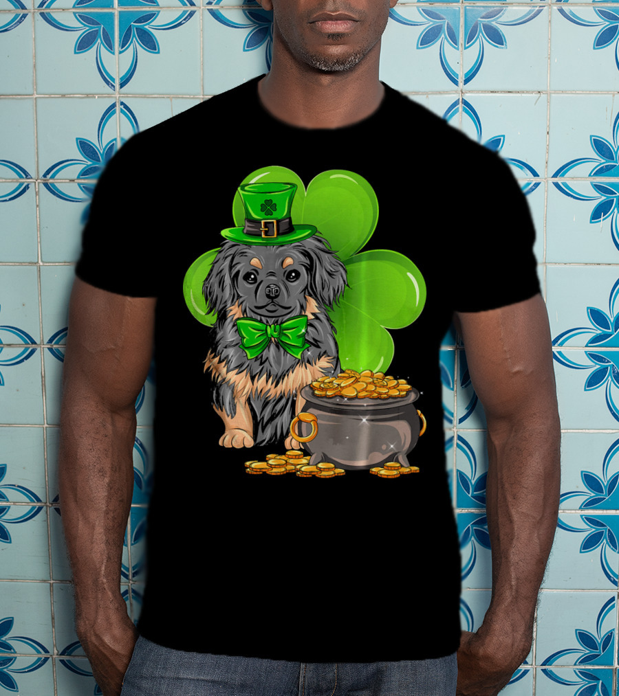 Pekingese St Patricks Day Leprechaun Dog Clover Hat Pot Of Gold T-Shirt