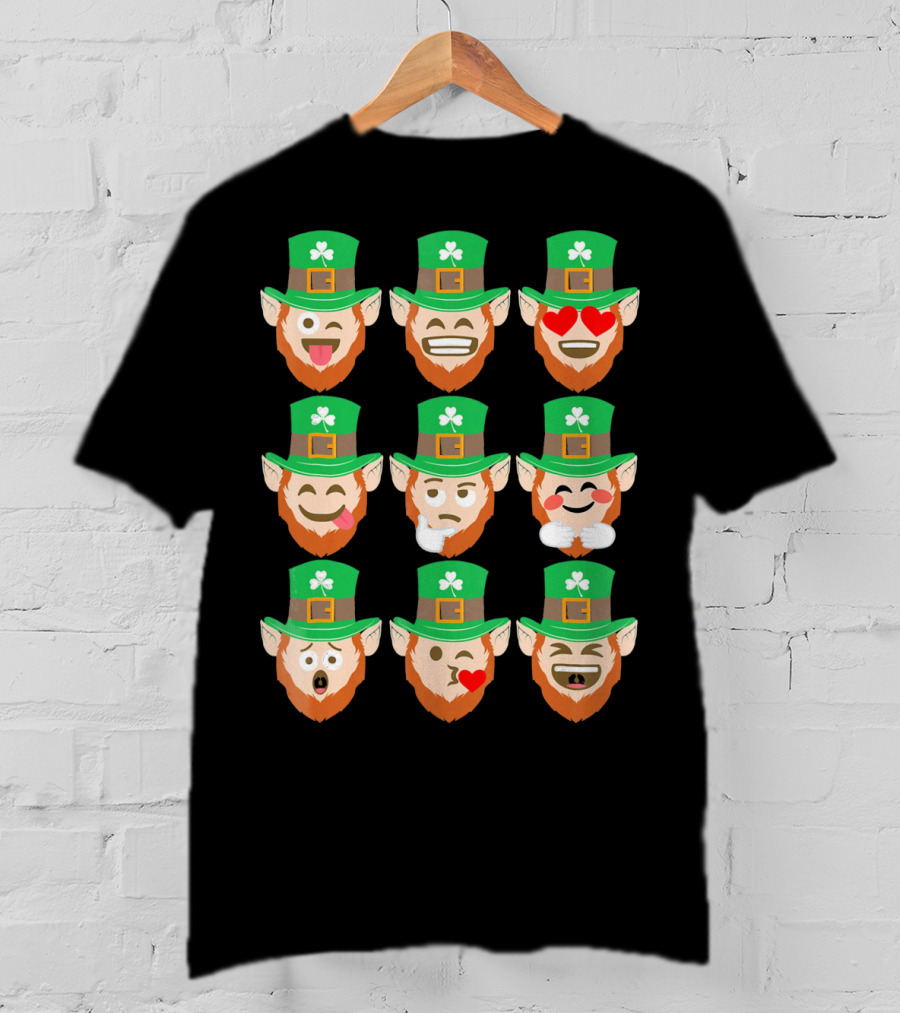 St. Patrick Day Emoji Funny Leprechaun Expressions T-Shirt