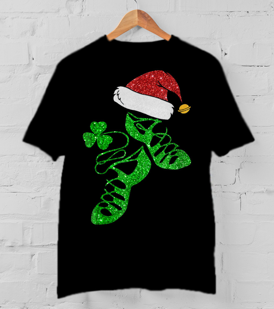 Santa Hat Irish Dance Shoes With Shamrock T-Shirt