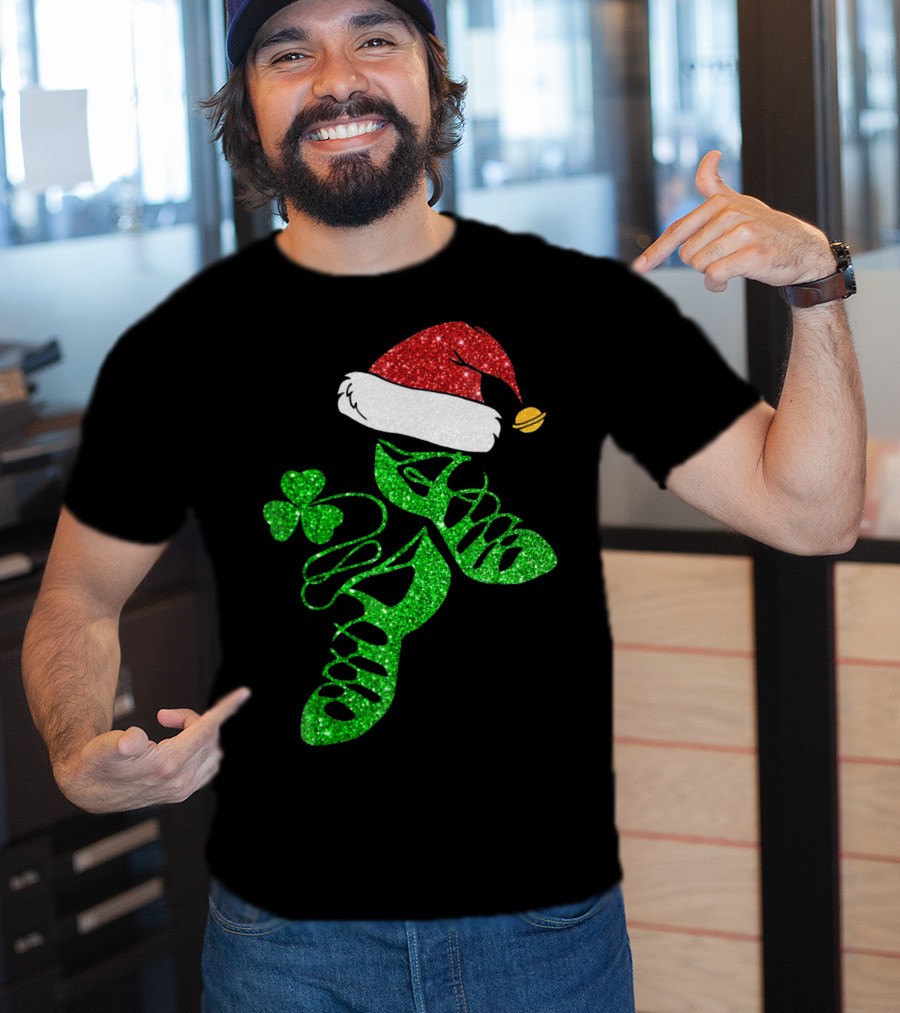 Santa Hat Irish Dance Shoes With Shamrock T-Shirt