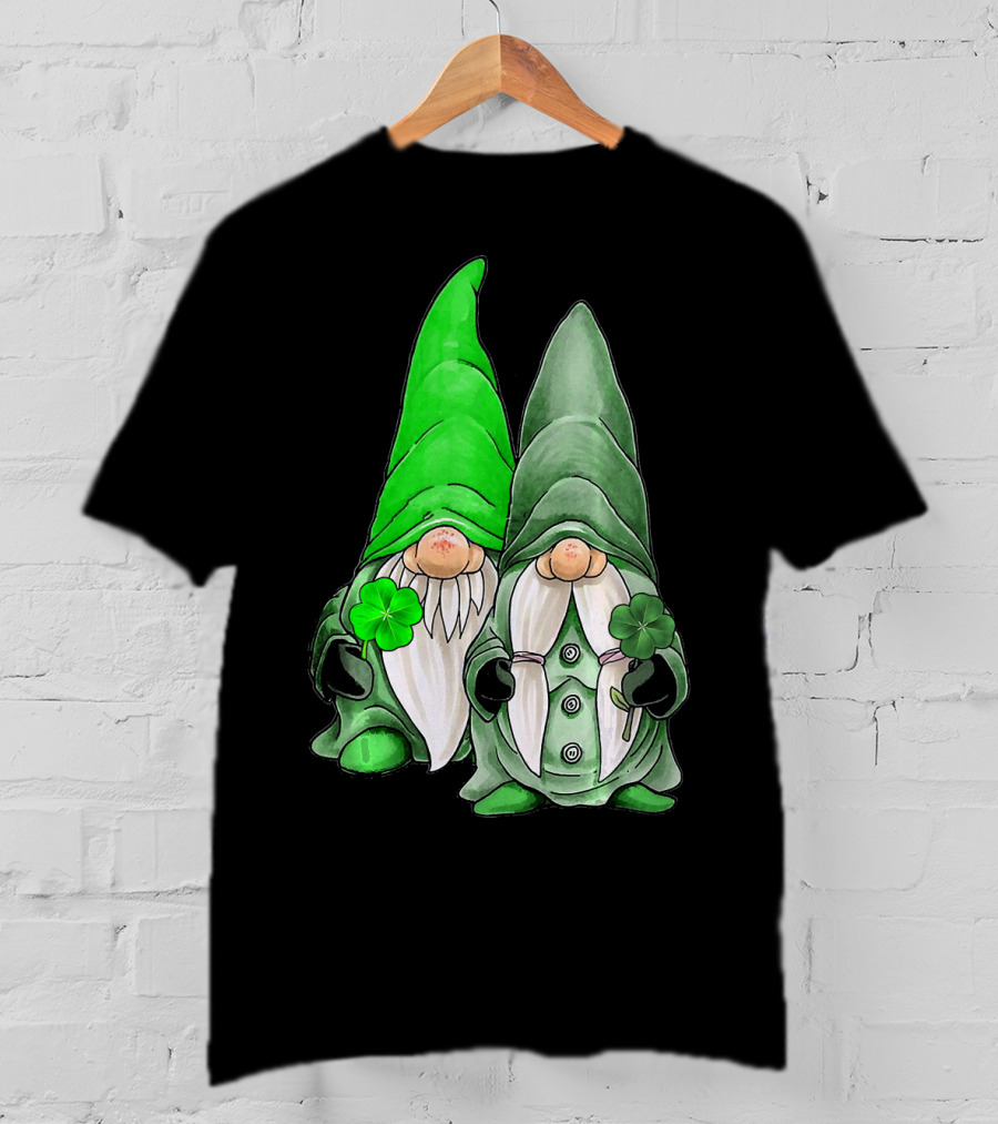 Green Gnomes Tomte Leprechaun Shamrock St. Patrick's Day Duo T-Shirt
