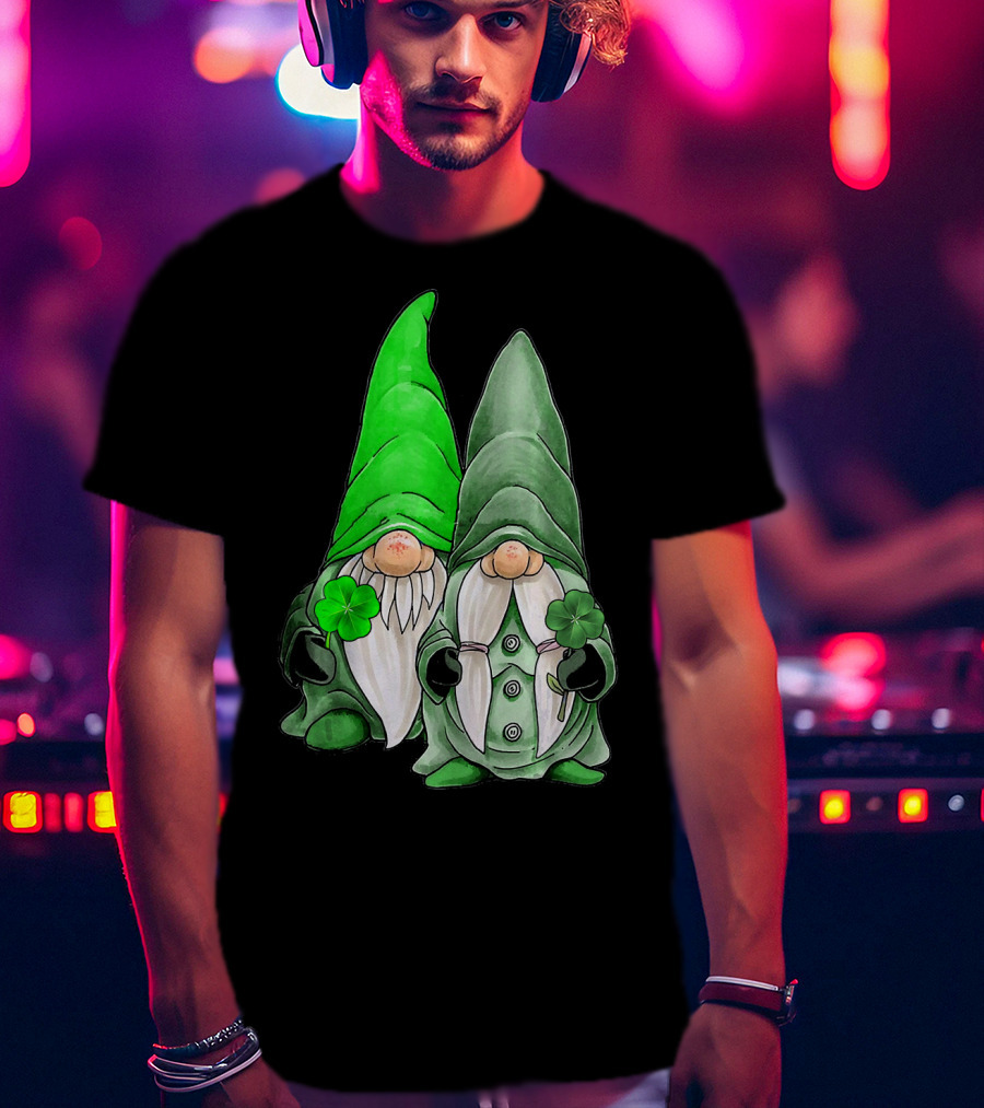 Green Gnomes Tomte Leprechaun Shamrock St. Patrick's Day Duo T-Shirt