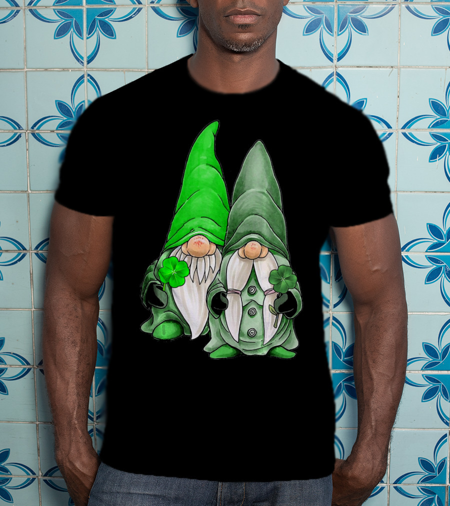 Green Gnomes Tomte Leprechaun Shamrock St. Patrick's Day Duo T-Shirt