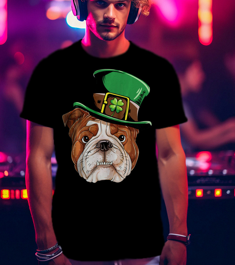 English Bulldog St. Patrick's Day Hat T-Shirt