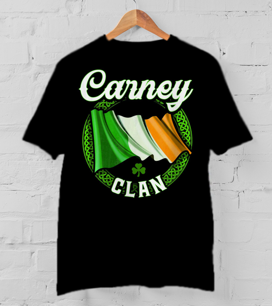 Carney Clan Irish Flag Ireland Celtic Knot Surname T-Shirt