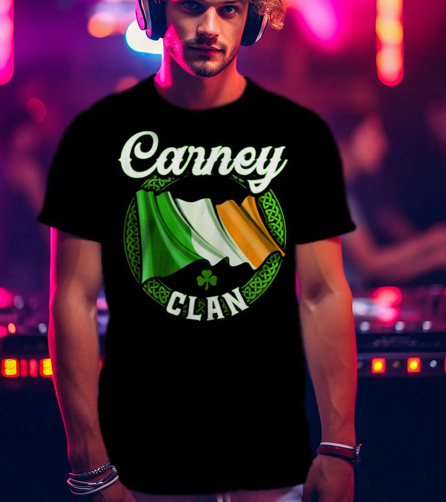 Carney Clan Irish Flag Ireland Celtic Knot Surname T-Shirt