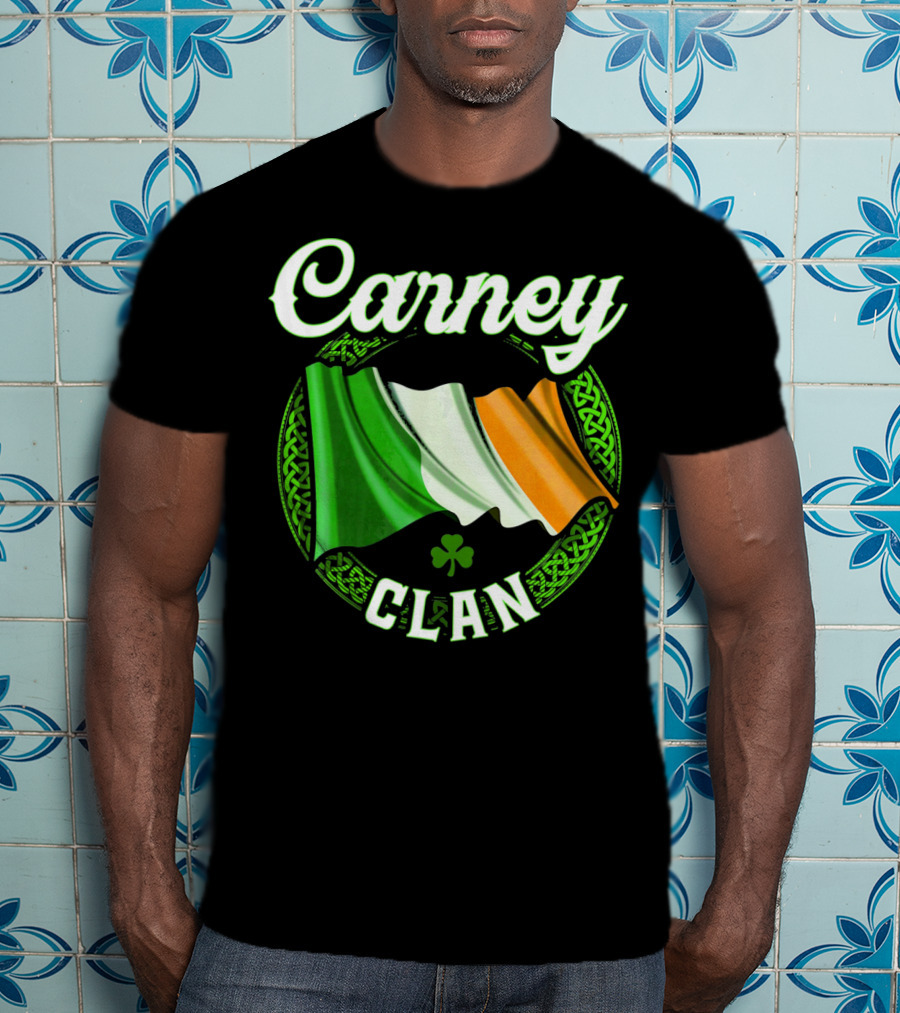 Carney Clan Irish Flag Ireland Celtic Knot Surname T-Shirt