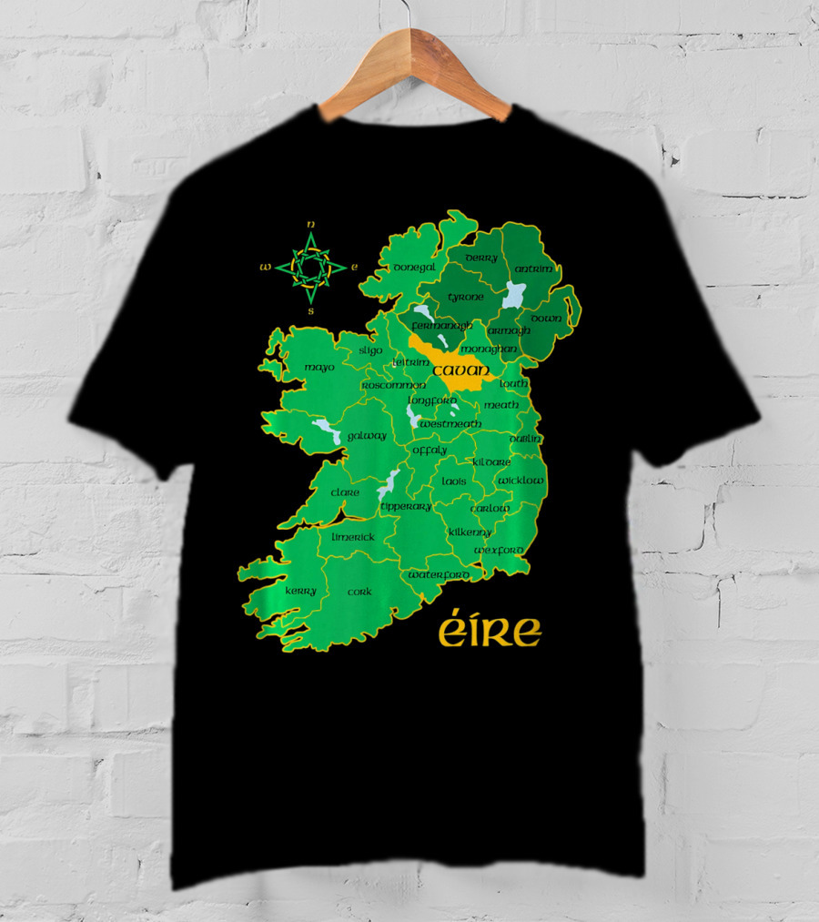 Cavan Éire Irish County Map Ireland T-Shirt