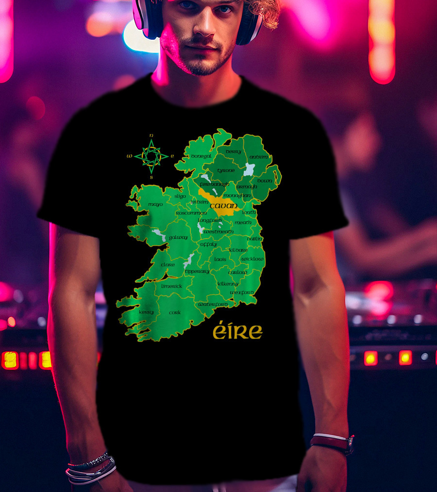 Cavan Éire Irish County Map Ireland T-Shirt