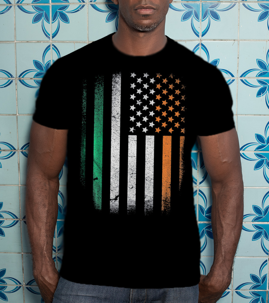 Irish Roots American Born Flag Fusion Ireland USA T-Shirt