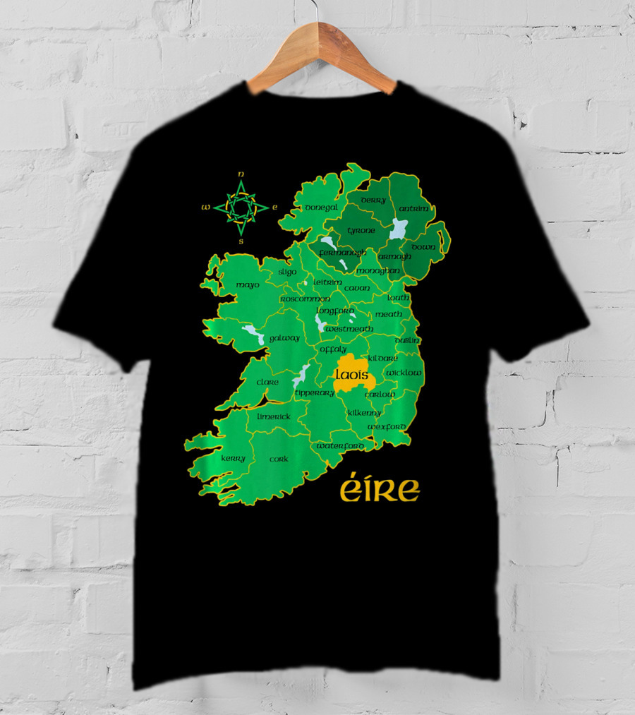Laois Éire Ireland Irish County Map Compass T-Shirt