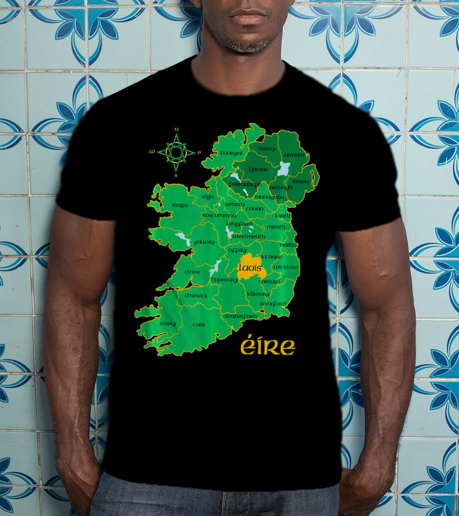 Laois Éire Ireland Irish County Map Compass T-Shirt