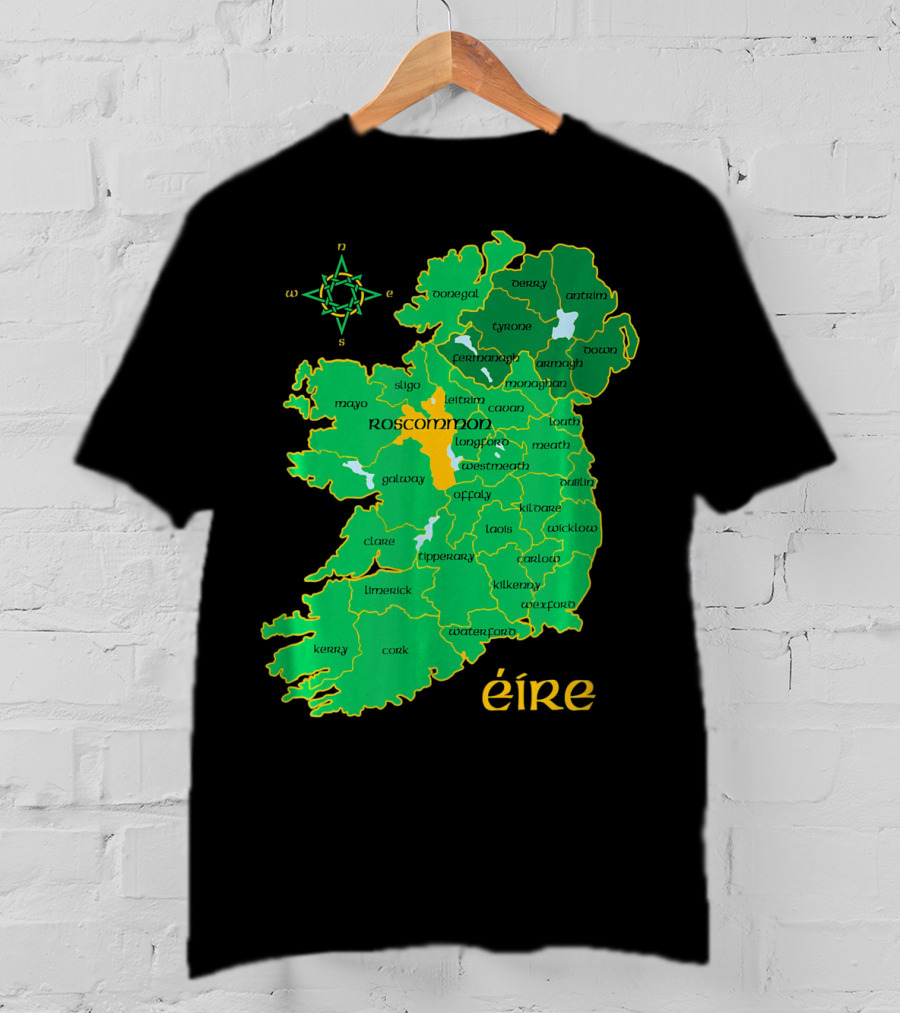Roscommon Ireland Irish County Map Éire T-Shirt