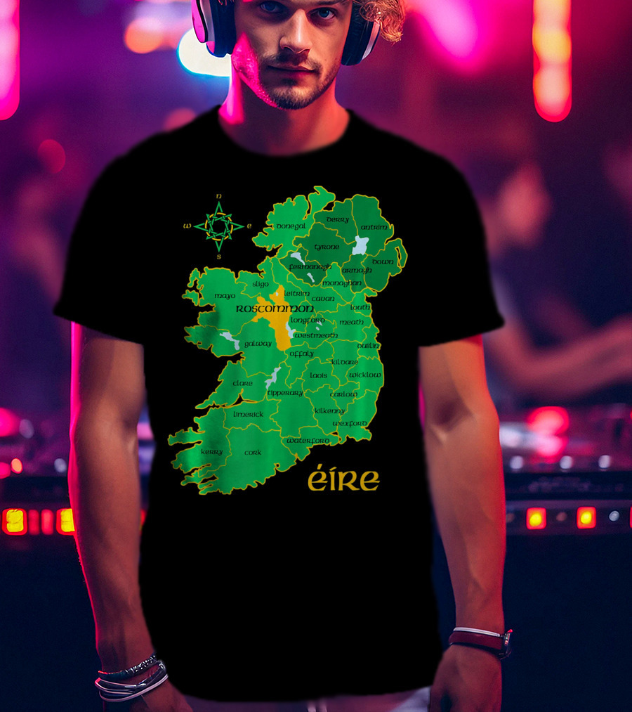 Roscommon Ireland Irish County Map Éire T-Shirt