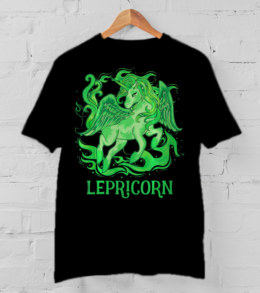 Lepricorn Green Unicorn With Wings T-Shirt