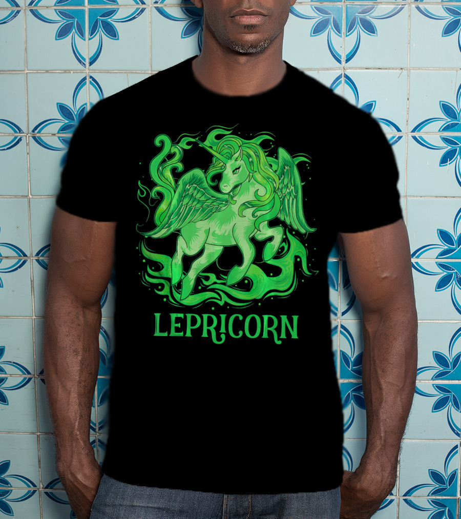 Lepricorn Green Unicorn With Wings T-Shirt
