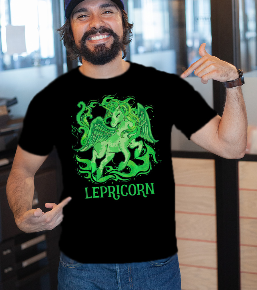 Lepricorn Green Unicorn With Wings T-Shirt