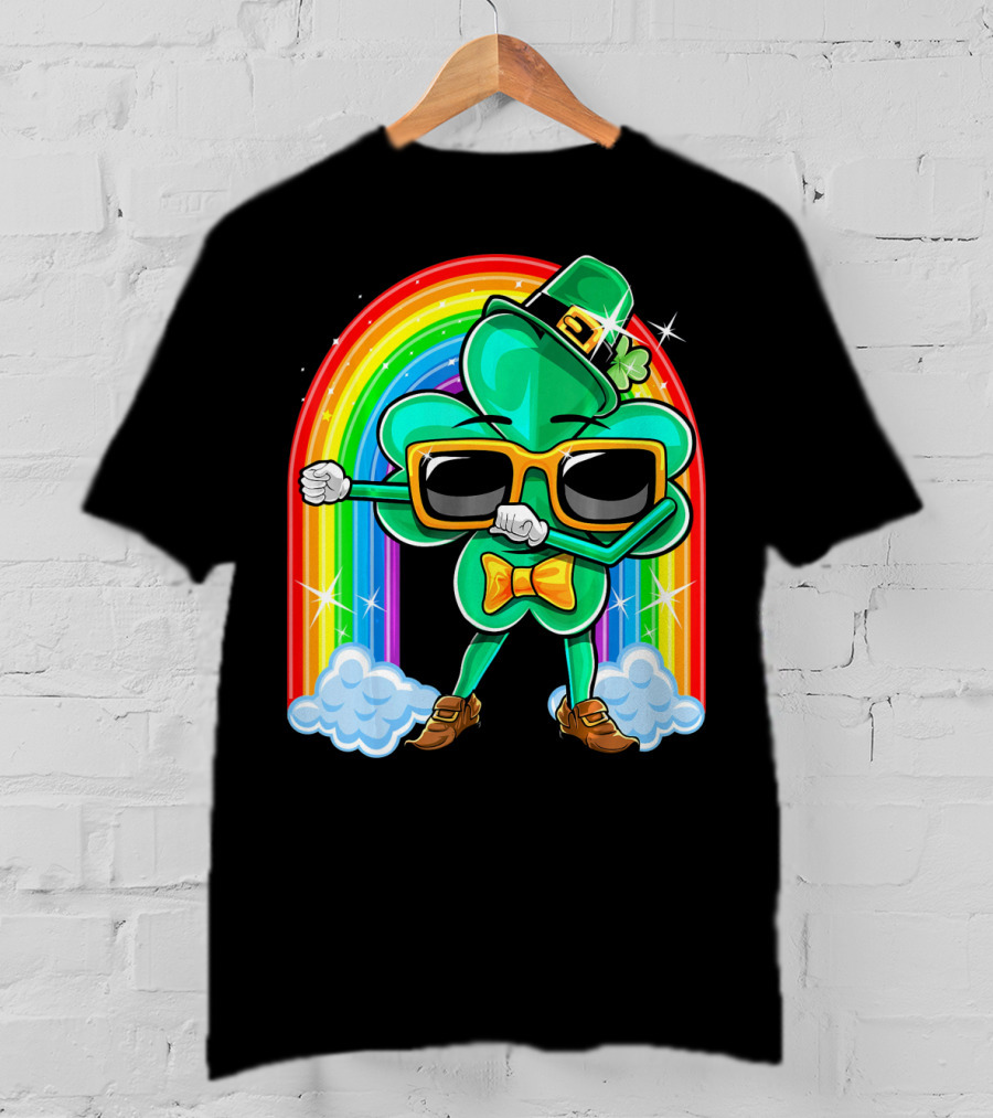 Flossing Shamrock St. Patricks Day Rainbow T-Shirt
