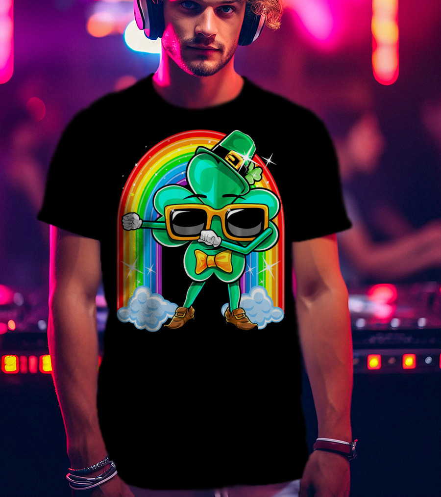 Flossing Shamrock St. Patricks Day Rainbow T-Shirt