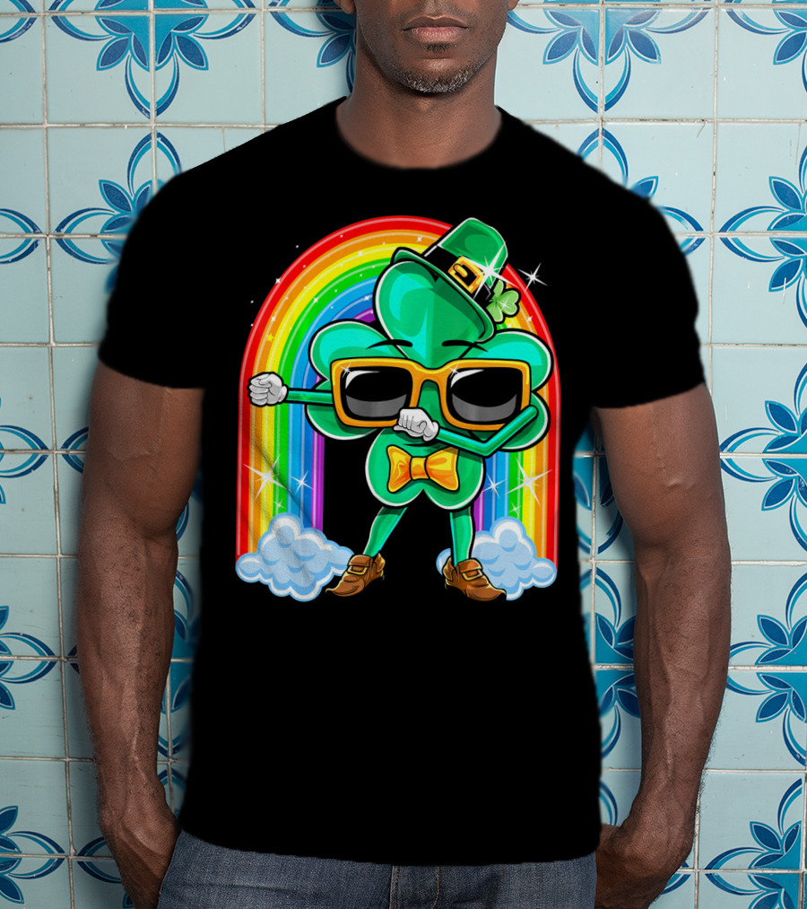 Flossing Shamrock St. Patricks Day Rainbow T-Shirt