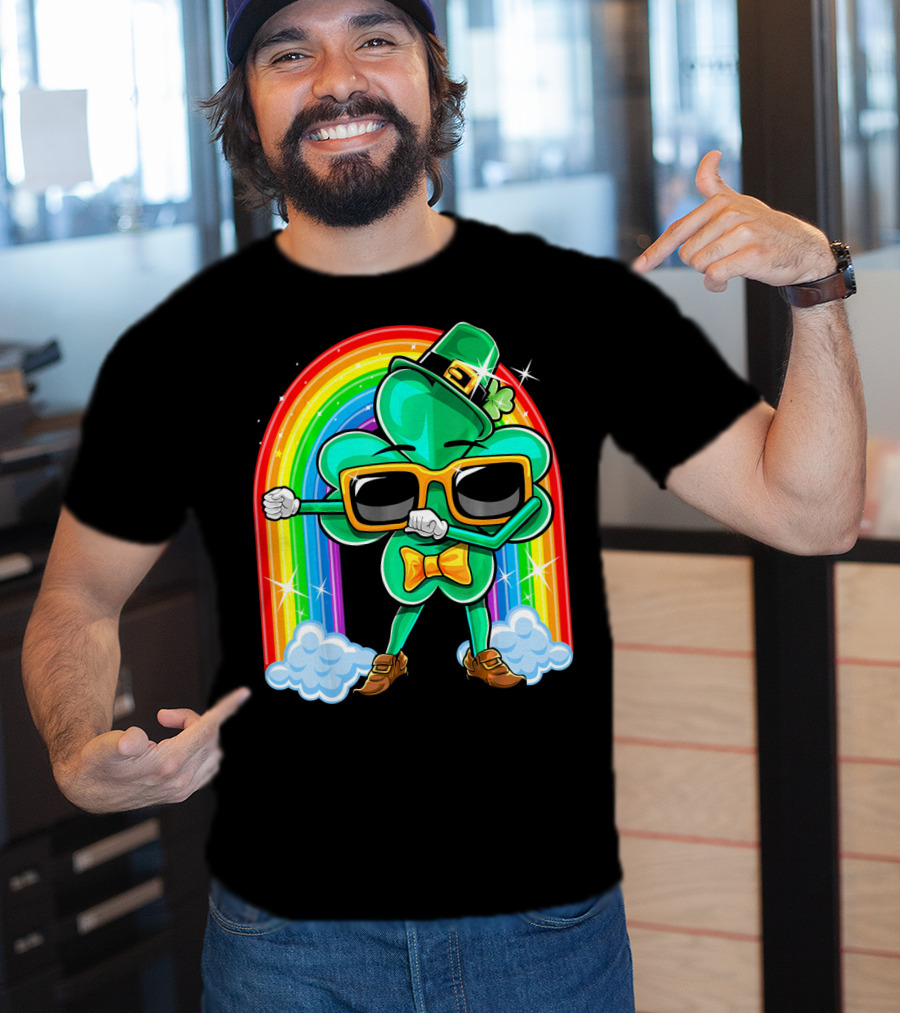 Flossing Shamrock St. Patricks Day Rainbow T-Shirt