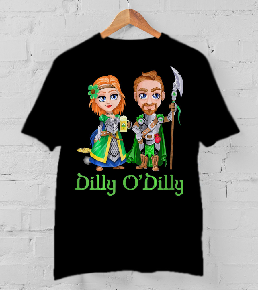 St. Patricks Day Dilly O'Dilly With Fantasy Characters And Shamrock Ale T-Shirt