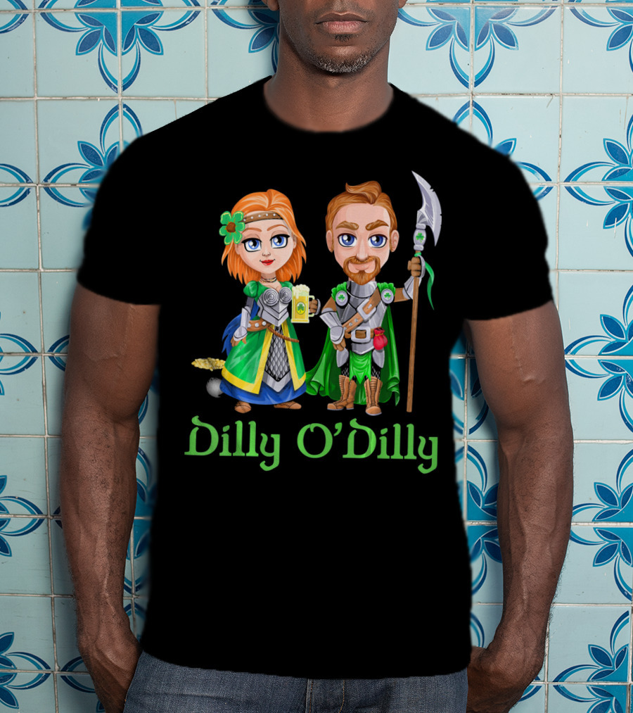 St. Patricks Day Dilly O'Dilly With Fantasy Characters And Shamrock Ale T-Shirt