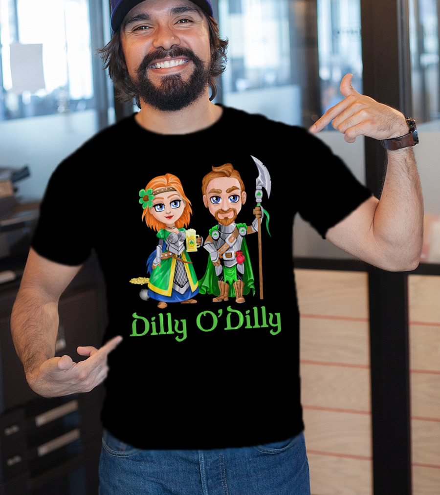 St. Patricks Day Dilly O'Dilly With Fantasy Characters And Shamrock Ale T-Shirt