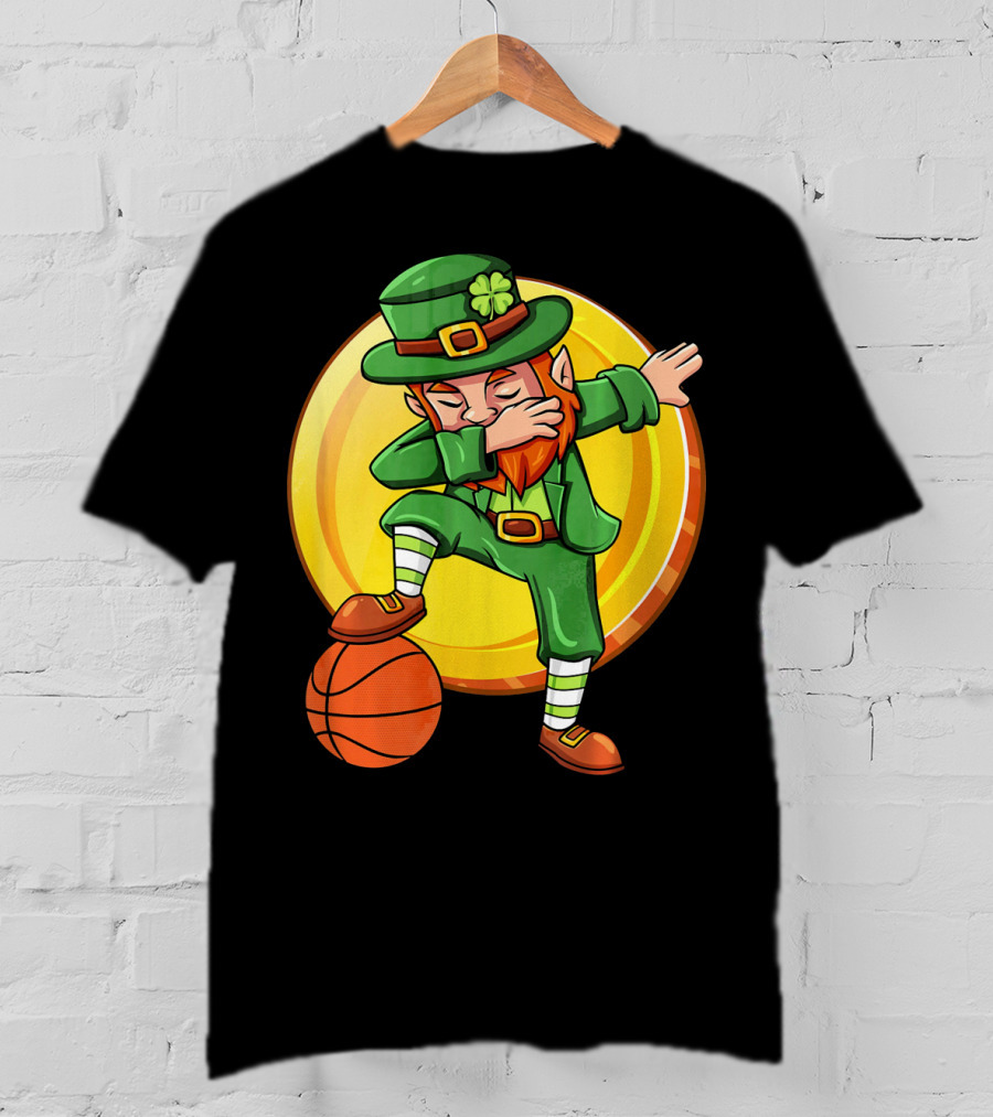 Dabbing Leprechaun Basketball St Patrick Coin T-Shirt