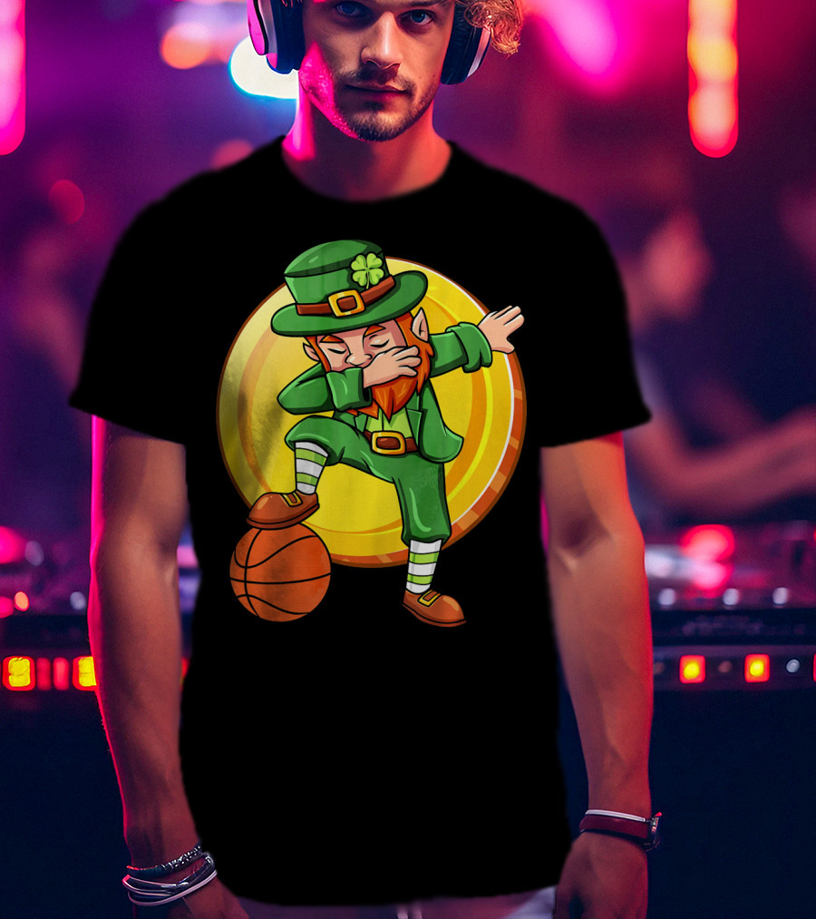Dabbing Leprechaun Basketball St Patrick Coin T-Shirt
