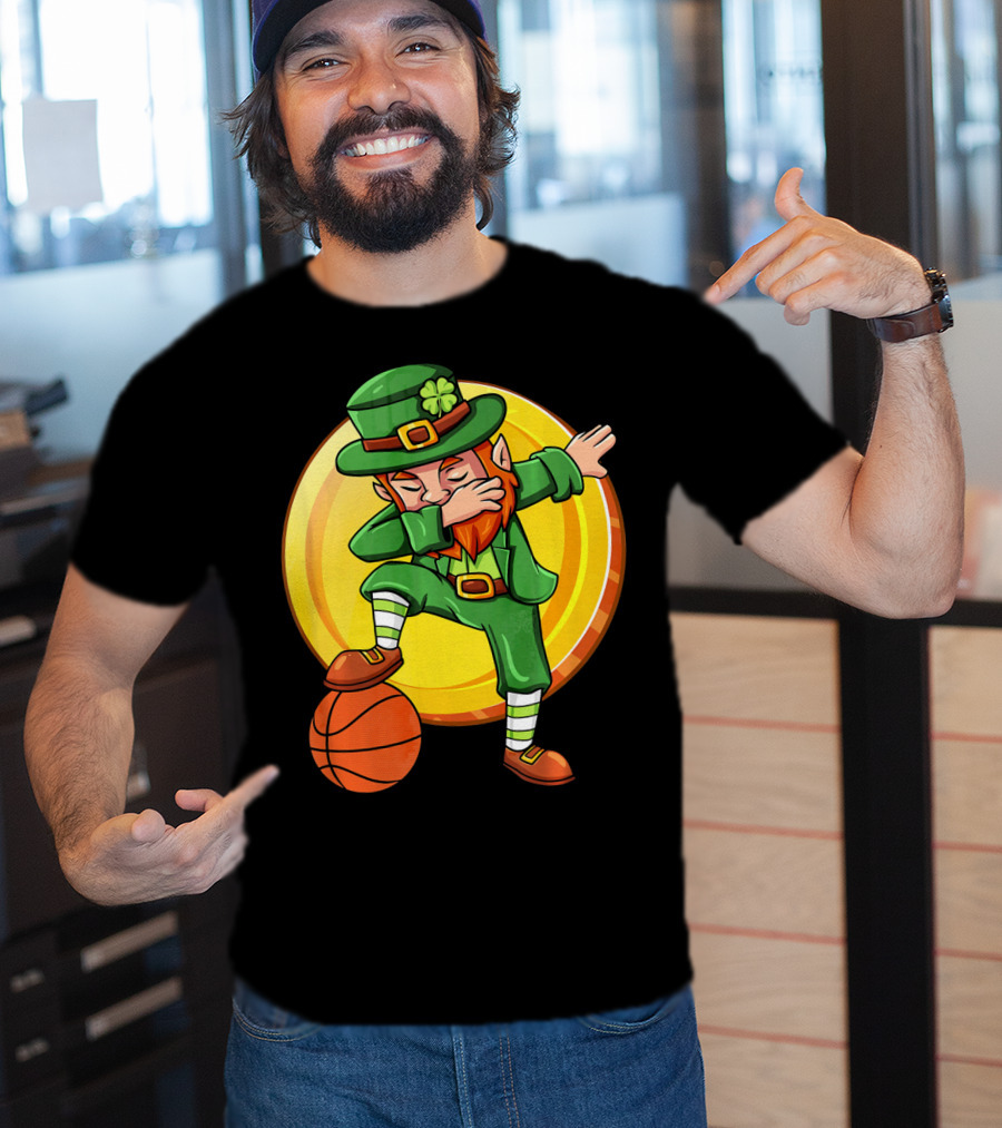 Dabbing Leprechaun Basketball St Patrick Coin T-Shirt