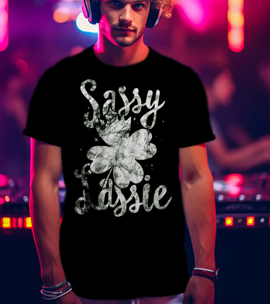 Sassy Lassie St Patricks Day Shamrock Crown T-Shirt
