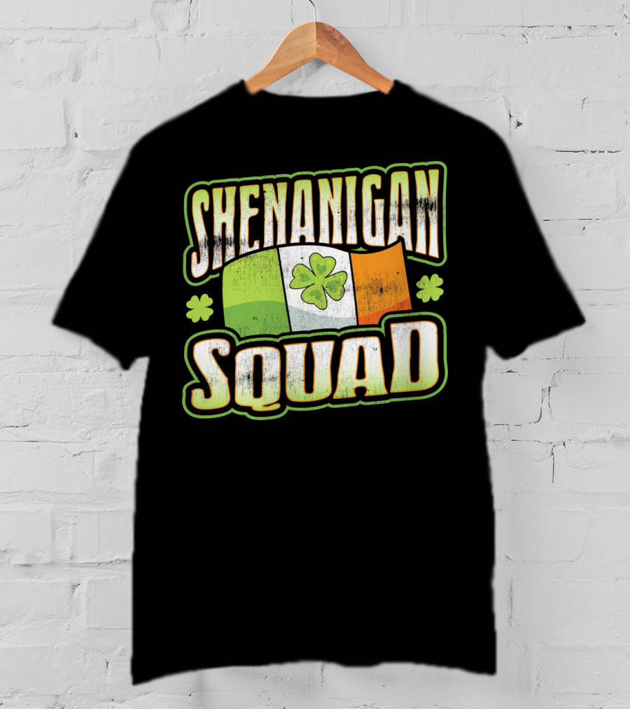 Shenanigan Squad Irish Flag Clover Retro T-Shirt