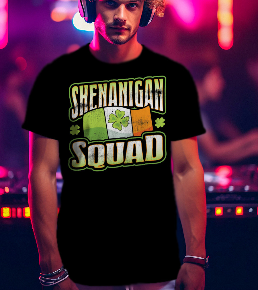 Shenanigan Squad Irish Flag Clover Retro T-Shirt