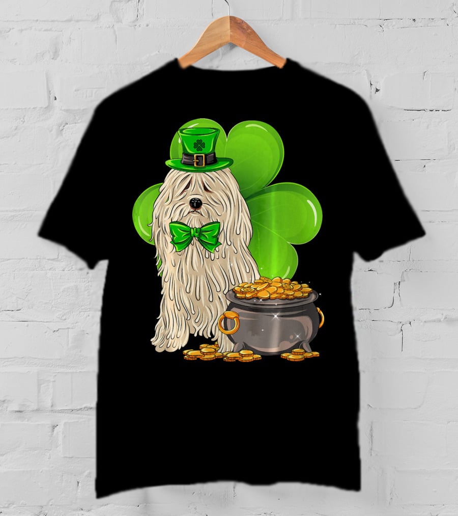 Puli Dog St Patricks Day Leprechaun With Pot Of Gold And Shamrock T-Shirt