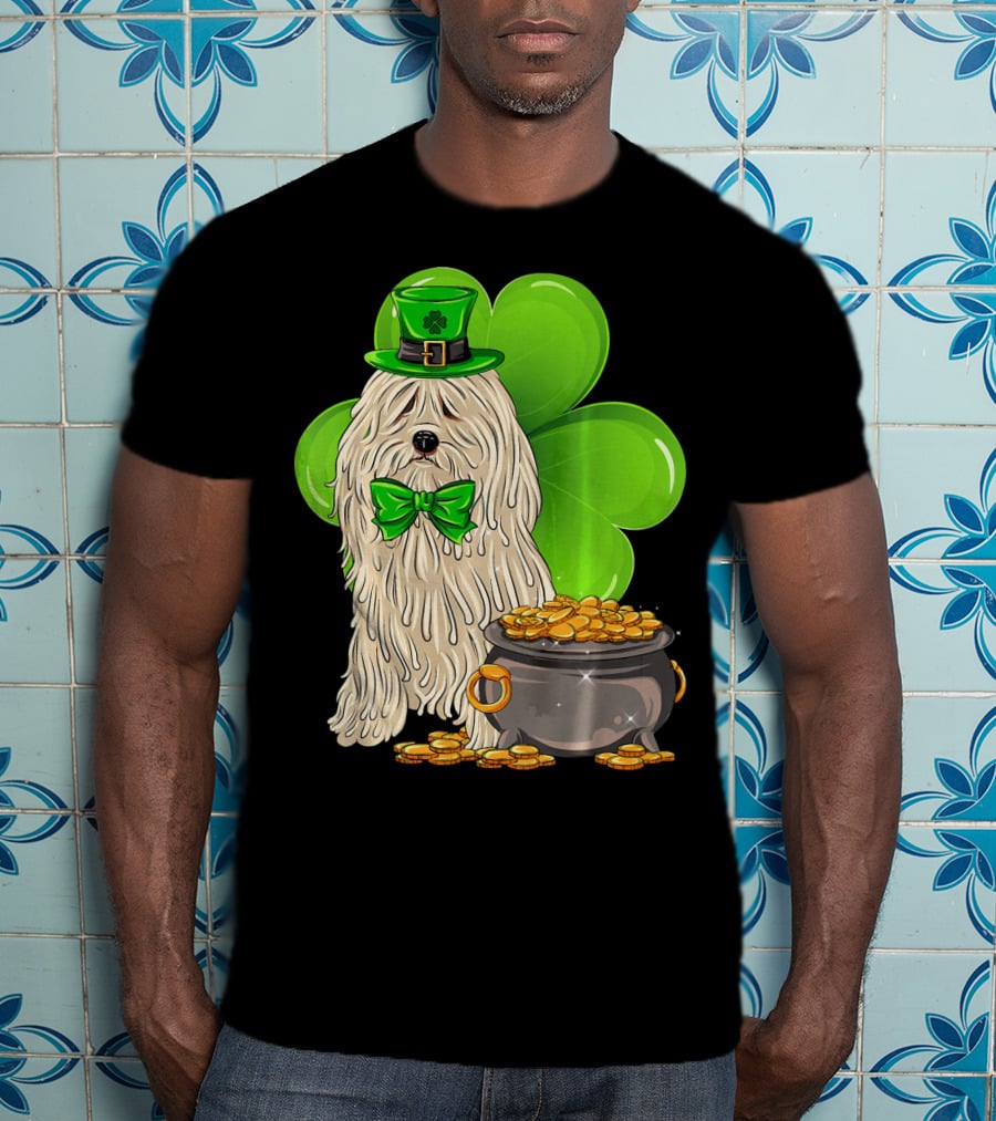 Puli Dog St Patricks Day Leprechaun With Pot Of Gold And Shamrock T-Shirt