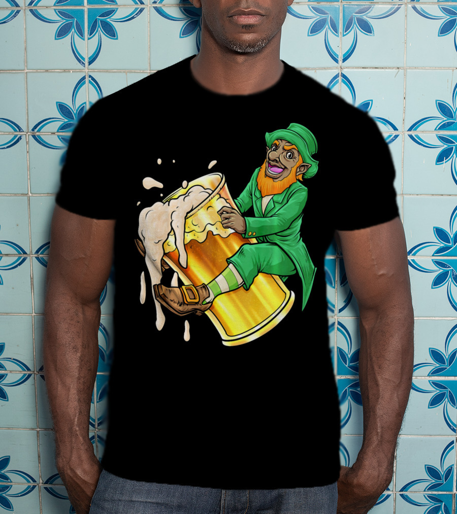 Black Leprechaun Beer African Amer T-Shirt
