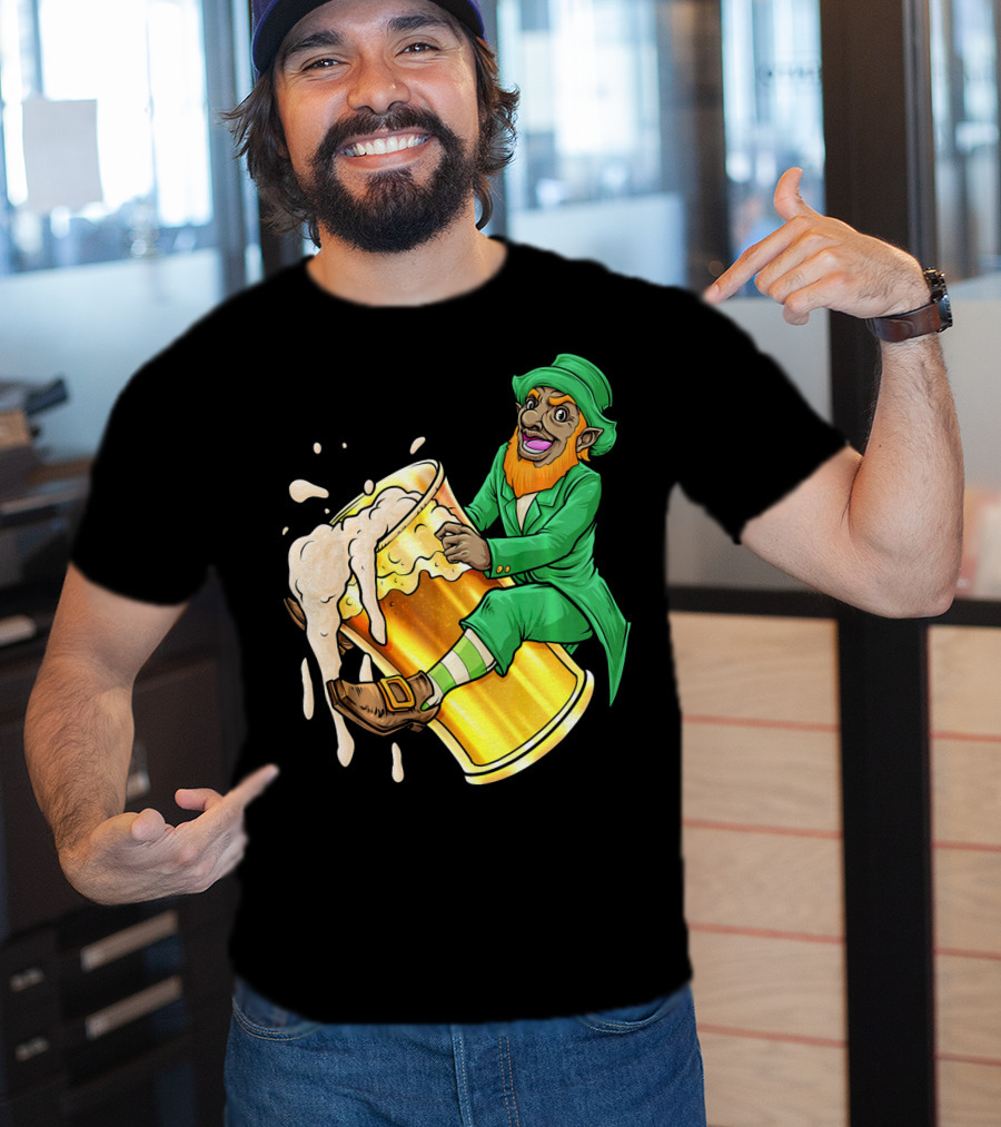 Black Leprechaun Beer African Amer T-Shirt