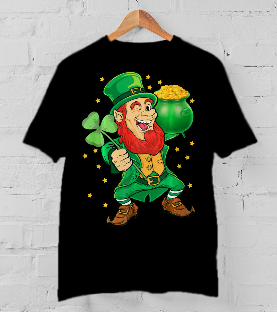 St Patricks Day Leprechauns Pot Of Gold And Shamrock T-Shirt