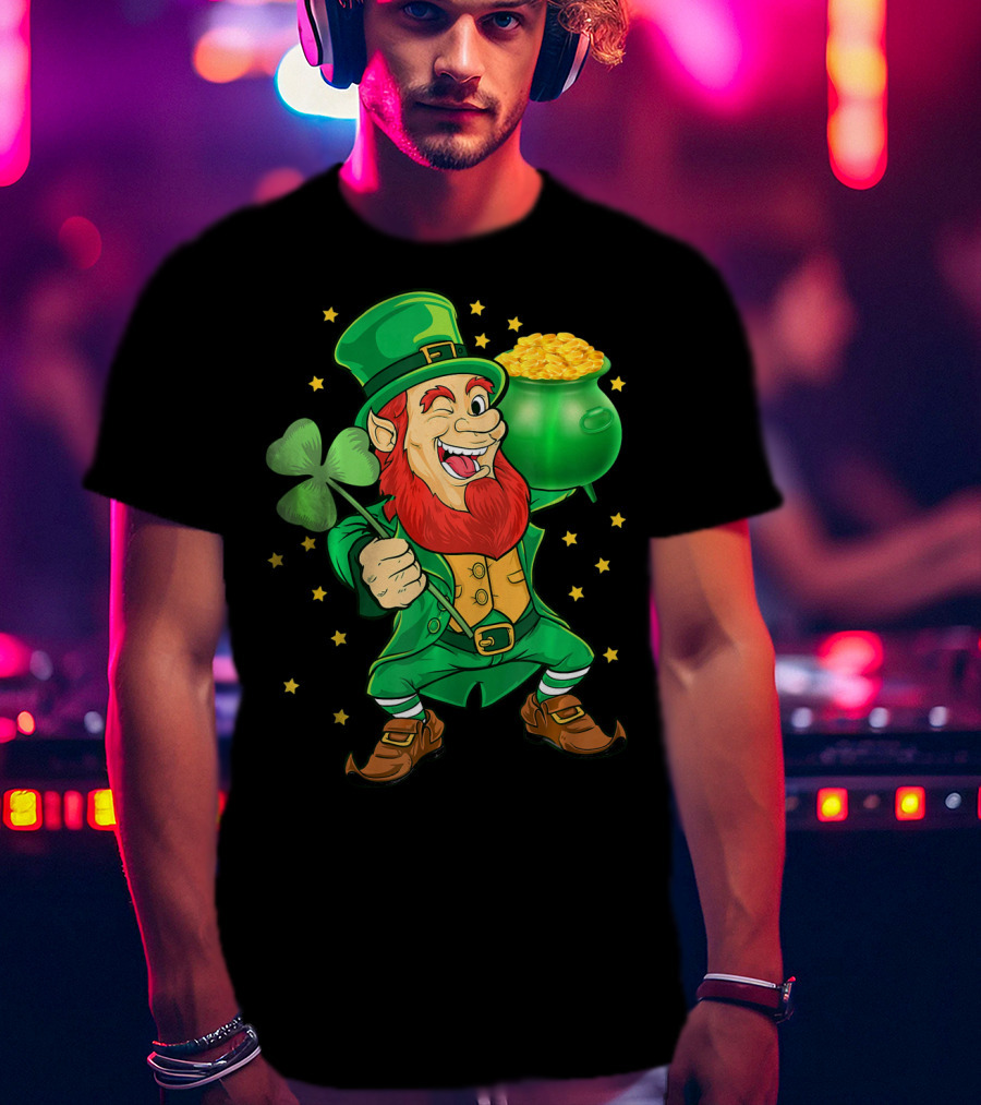 St Patricks Day Leprechauns Pot Of Gold And Shamrock T-Shirt