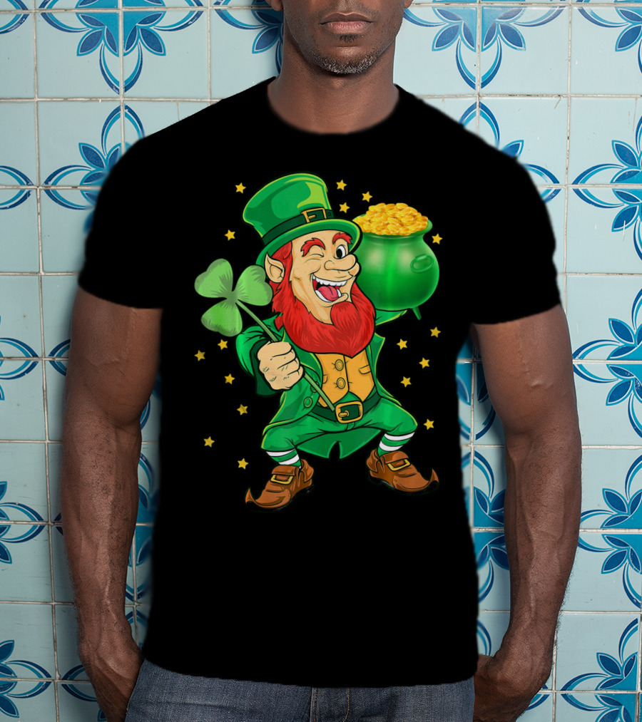 St Patricks Day Leprechauns Pot Of Gold And Shamrock T-Shirt