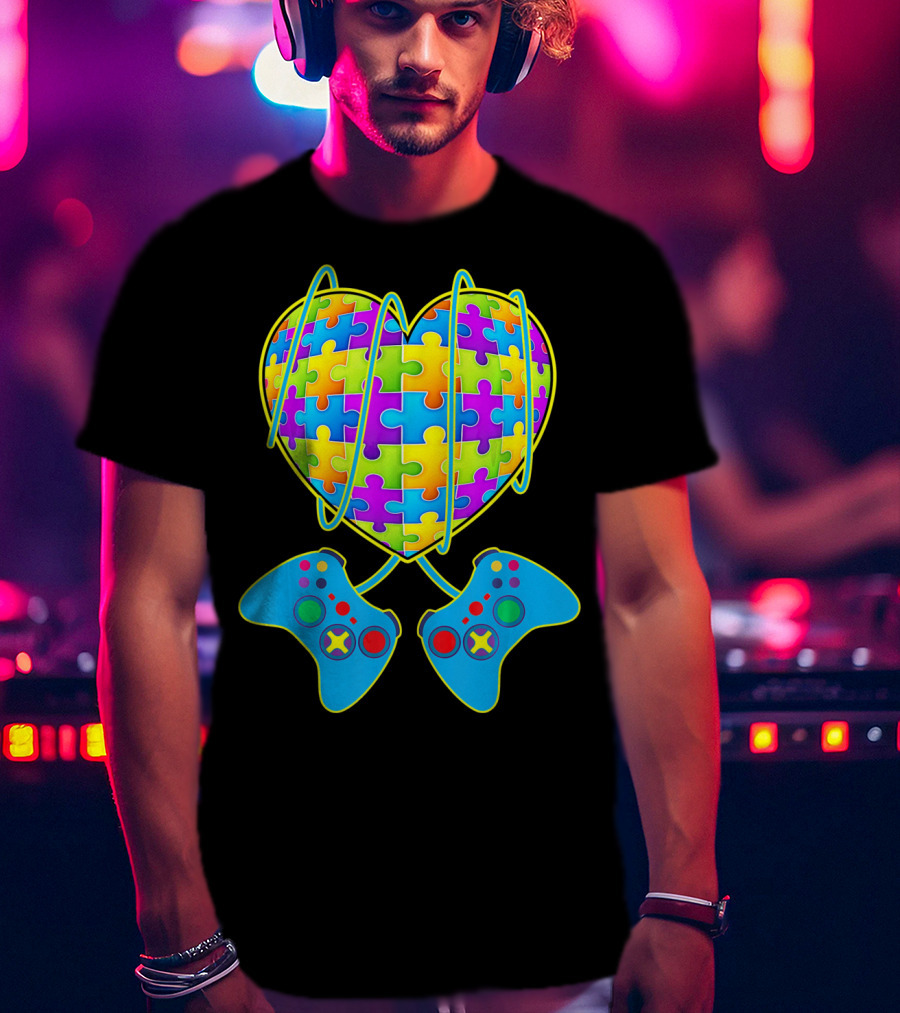 Heart Puzzle Gamer Controller Pattern St Patrick T-Shirt