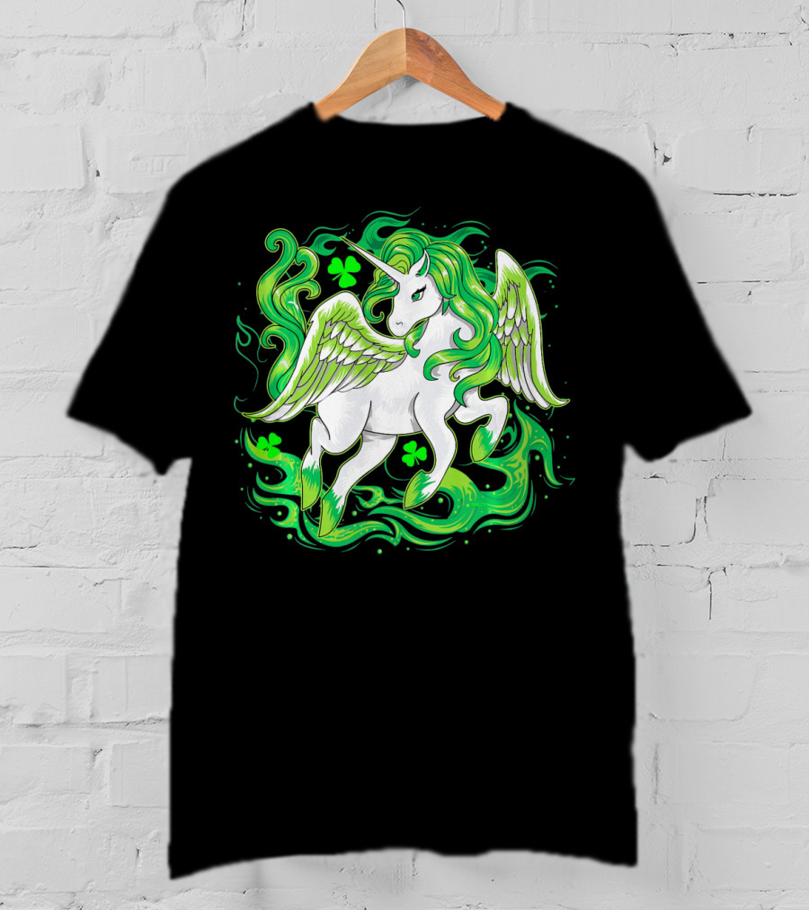 Irish Unicorn With Shamrocks Saint Patrick's Day Humor T-Shirt