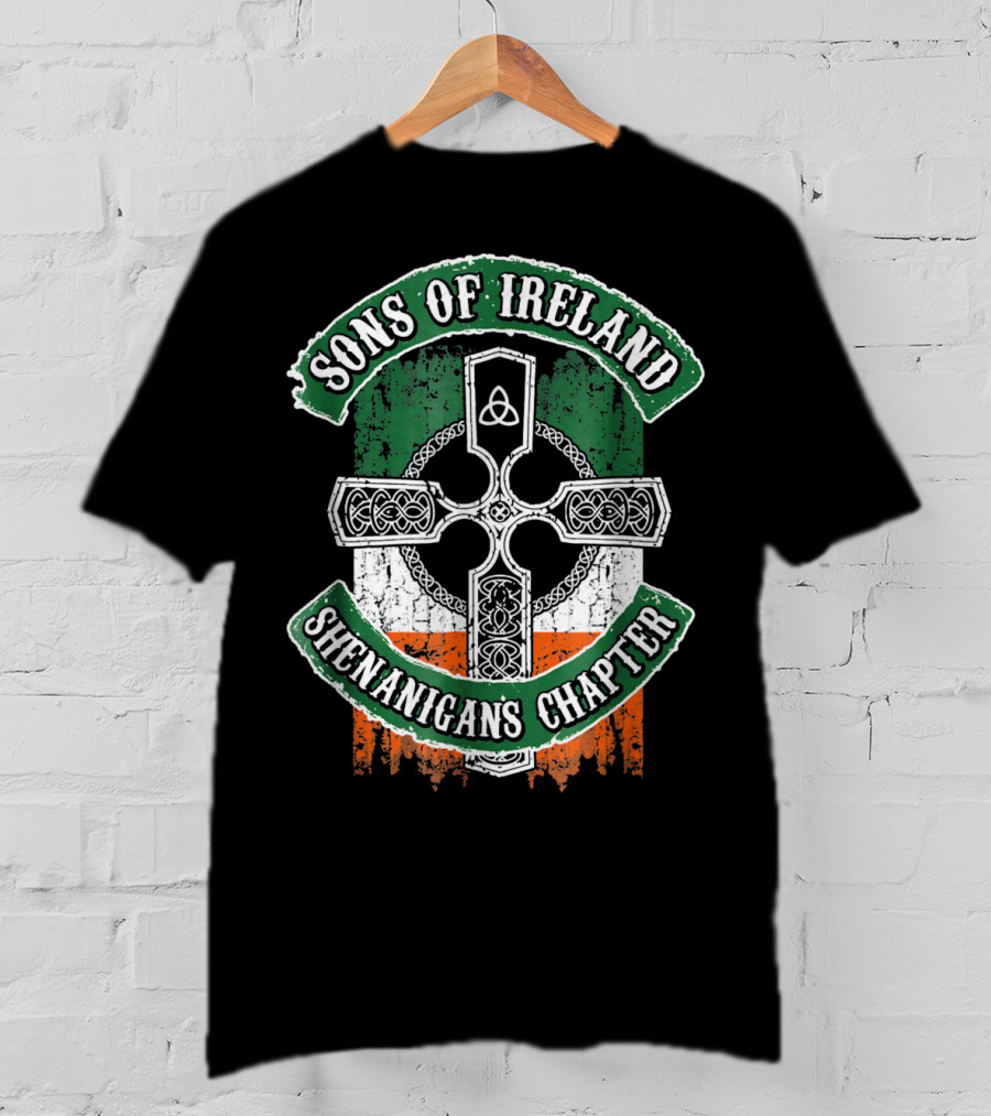 Sons Of Ireland Celtic Cross Flag Shenanigans Chapter T-Shirt